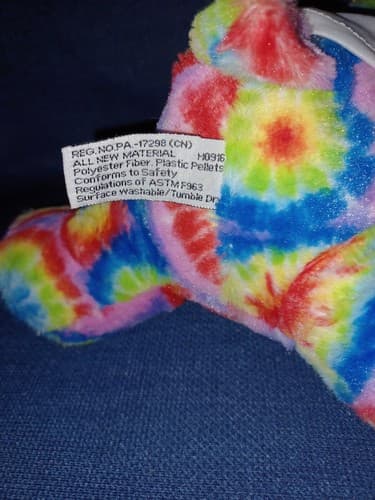 Pentagon Memorabilia Rainbow Tie Dye Plush 8" Bear Adorable Rare - Thumbnail 5