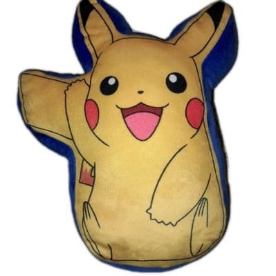 POKEMON PIKACHU Plush Pillow Soft Throw Kids Nintendo Yellow Blue 15in - Image 1