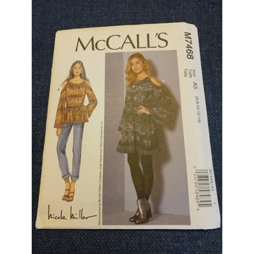 MCCALLS M7468 Nicole Miller 6-14 Cold Shoulder Tunic Dress Pullover Pattern UC - Image 1