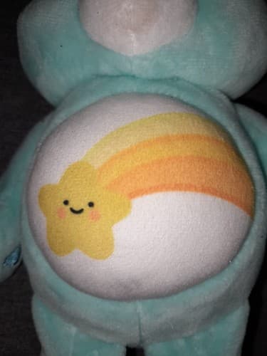 CARE BEARS Wish Bear Plush 10in Rainbow Belly Blue Stuffed Animal Toy - Thumbnail 3