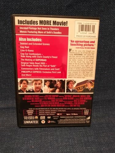 Superbad DVD Michael Cera, Jonah Hill, Unrated Extended Edition Reg1 - Thumbnail 2