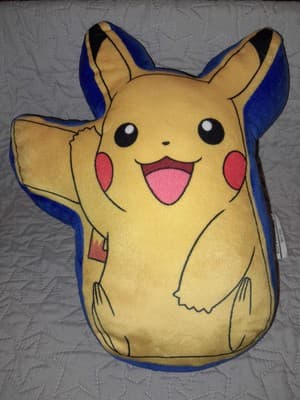 POKEMON PIKACHU Plush Pillow Soft Throw Kids Nintendo Yellow Blue 15in - Thumbnail 2