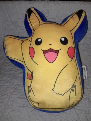 POKEMON PIKACHU Plush Pillow Soft Throw Kids Nintendo Yellow Blue 15in - Thumbnail 3