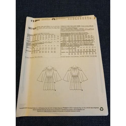 MCCALLS M7468 Nicole Miller 6-14 Cold Shoulder Tunic Dress Pullover Pattern UC - Thumbnail 3