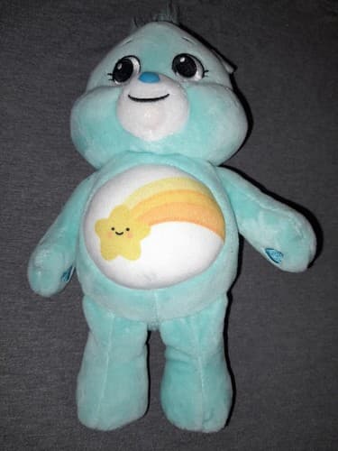 CARE BEARS Wish Bear Plush 10in Rainbow Belly Blue Stuffed Animal Toy - Thumbnail 2