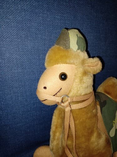 Stuffed Plush Camel Israeli Army with Cap Military Memorabilia 12" Tall - Thumbnail 3