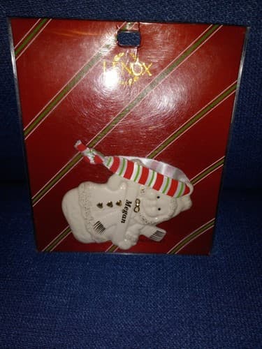 Vtg Lenox Christmas Ornament 3" Ivory Snowman Merrily Yours Collection "MEGAN" - Image 1
