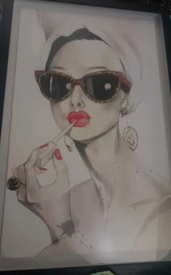 Framed Art Print Titled Audrey Hepburn Rongrong DeVoe 16"x24" Sketch Watercolors - Image 1
