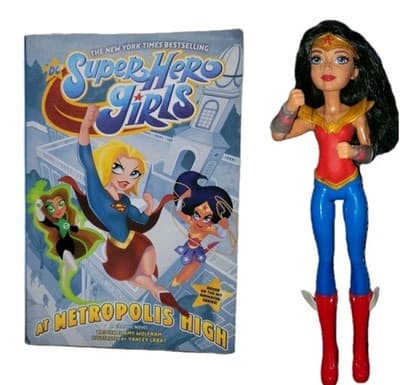DC Super Hero Girls Wonder Woman Figure And Metropolis High Book Bundle Lot Of 2 - Image 1