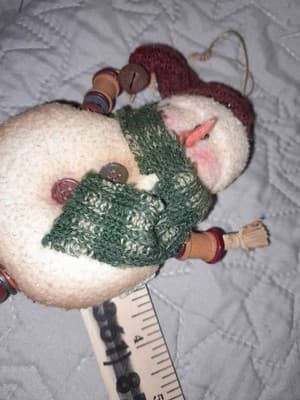 Jungle Bell Snowman Ornament Arms Legs Miniature Spools, Bells For Feet 7" Ganz - Thumbnail 7