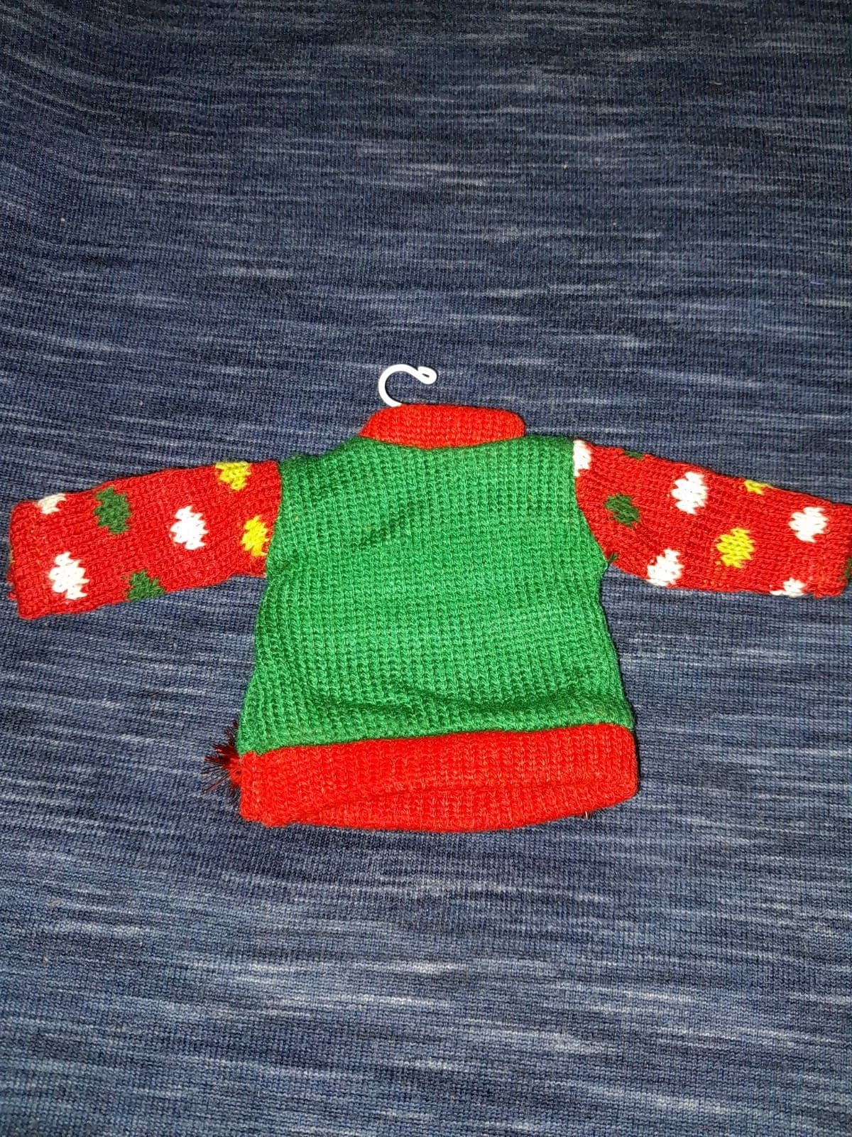 Ugly Christmas Sweater Ornament With Santa Face, Pom Poms & Sequence Adorable - Thumbnail 5