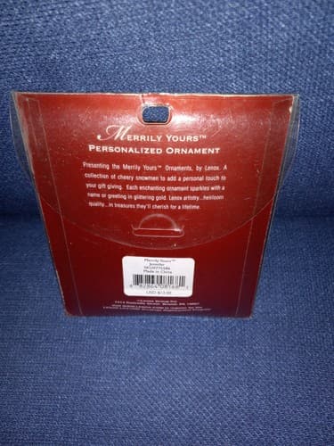 Vtg Lenox Christmas Ornament 3" Ivory Snowman Merrily Yours Collection "JENNIFER - Thumbnail 3