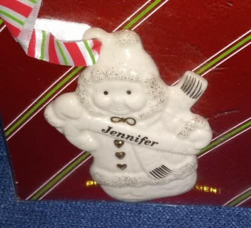 Vtg Lenox Christmas Ornament 3" Ivory Snowman Merrily Yours Collection "JENNIFER - Thumbnail 2