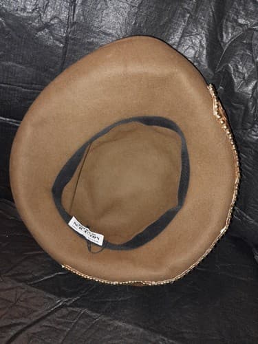Vintage MR John Moderne Hat Brown Copper Gold Beaded New York Paris - Thumbnail 8