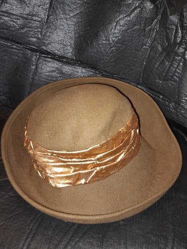 Vintage MR John Moderne Hat Brown Copper Gold Beaded New York Paris - Thumbnail 3
