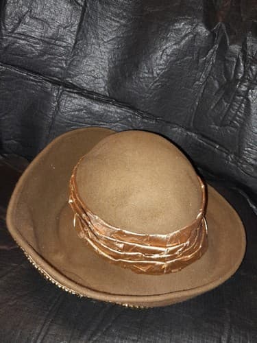 Vintage MR John Moderne Hat Brown Copper Gold Beaded New York Paris - Thumbnail 4