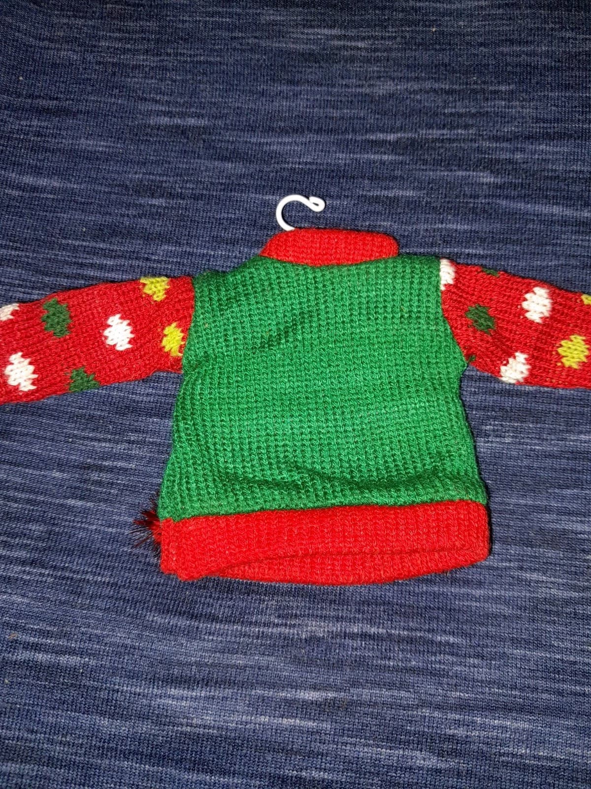 Ugly Christmas Sweater Ornament With Santa Face, Pom Poms & Sequence Adorable - Thumbnail 6