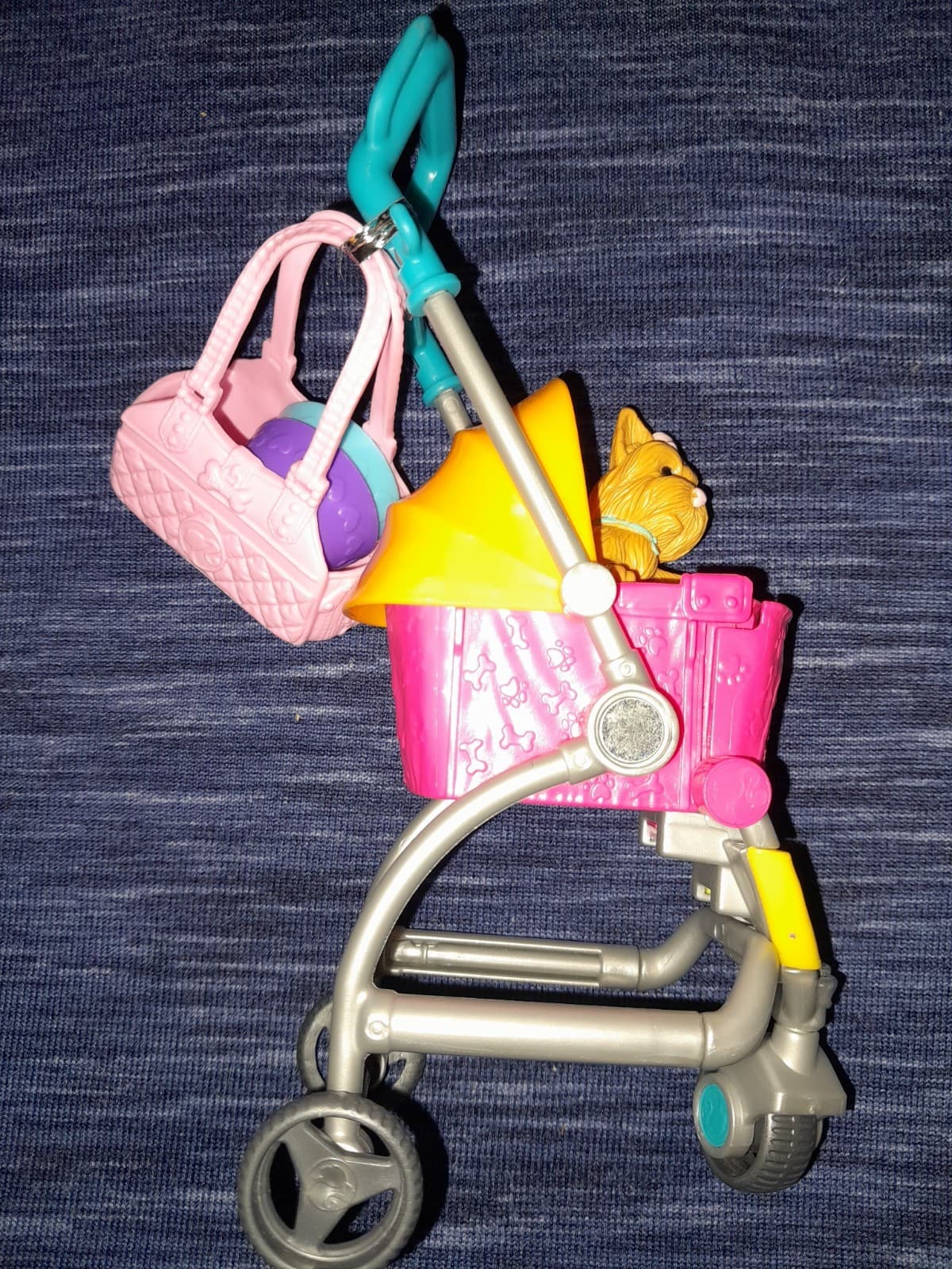 Pup Stroller 1 Dog 2 Bowls 1 Tote 2019 Mattel Barbie Stroll N Play Toy 7" - Image 1