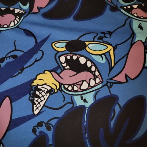 Disney Stitch Graphic Tee Shirt Blue Leaf Print XL 52" Chest Modern - Thumbnail 5