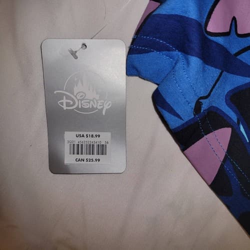 Disney Stitch Graphic Tee Shirt Blue Leaf Print XL 52" Chest Modern - Thumbnail 8