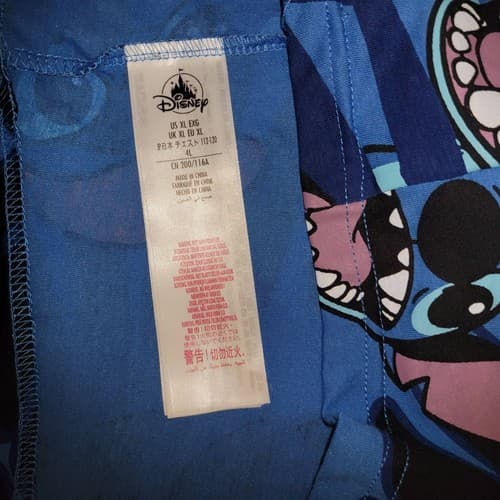 Disney Stitch Graphic Tee Shirt Blue Leaf Print XL 52" Chest Modern - Thumbnail 7