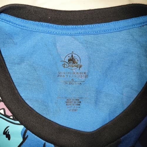 Disney Stitch Graphic Tee Shirt Blue Leaf Print XL 52" Chest Modern - Thumbnail 6