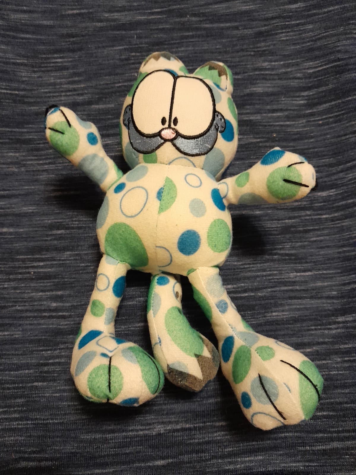 Garfield Cat 8" Polka Dot Plush Blue Green Toy Factory Stuffed Animal - Image 1