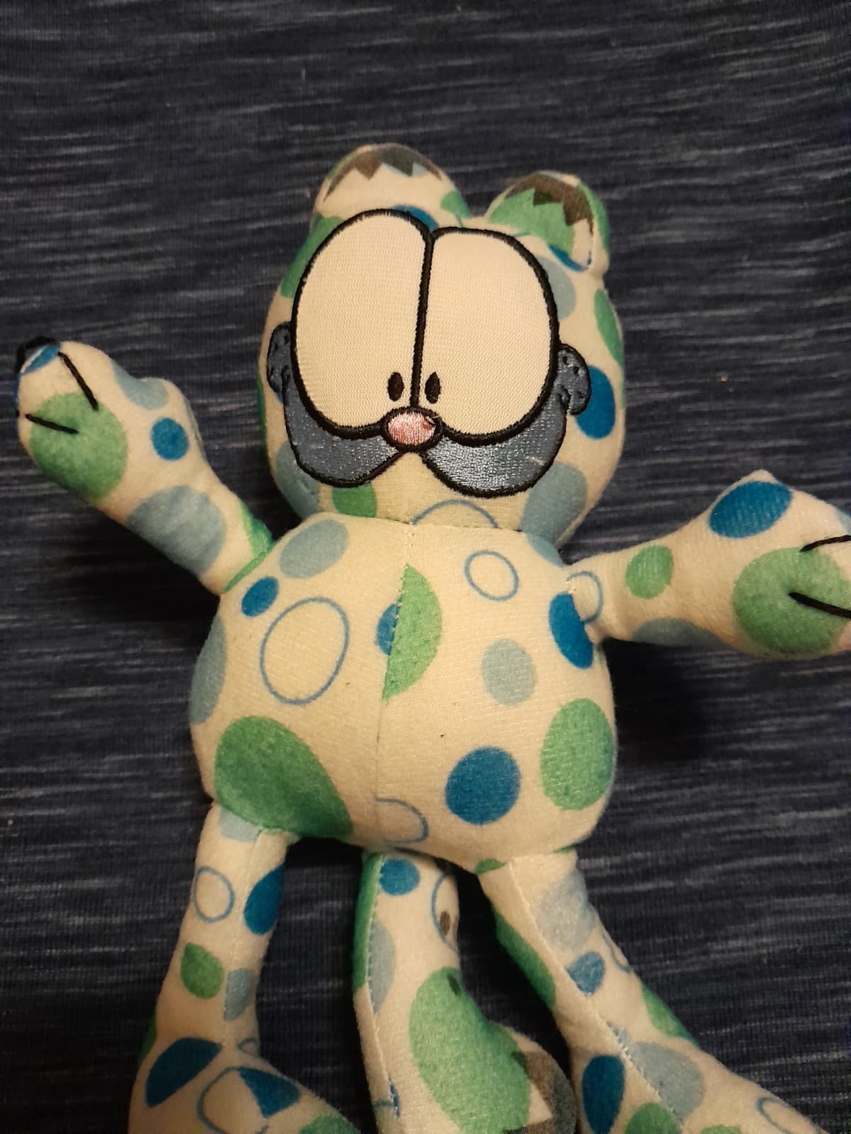 Garfield Cat 8" Polka Dot Plush Blue Green Toy Factory Stuffed Animal - Thumbnail 2