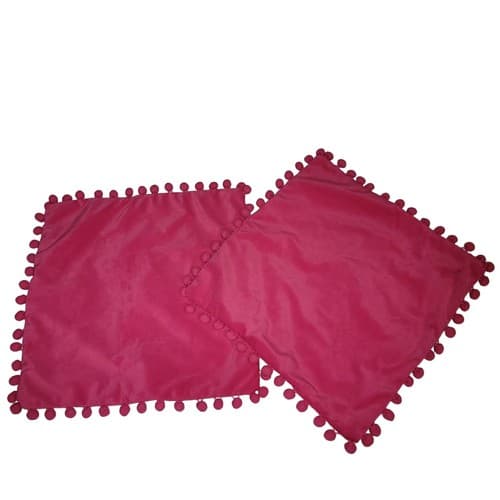 Topfinel Pink Pom Pom Velvet Pillow Covers Set of 2 – 16"x16" Modern - Image 1