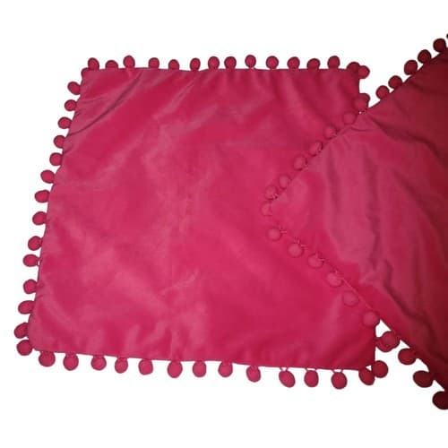 Topfinel Pink Pom Pom Velvet Pillow Covers Set of 2 – 16"x16" Modern - Thumbnail 2