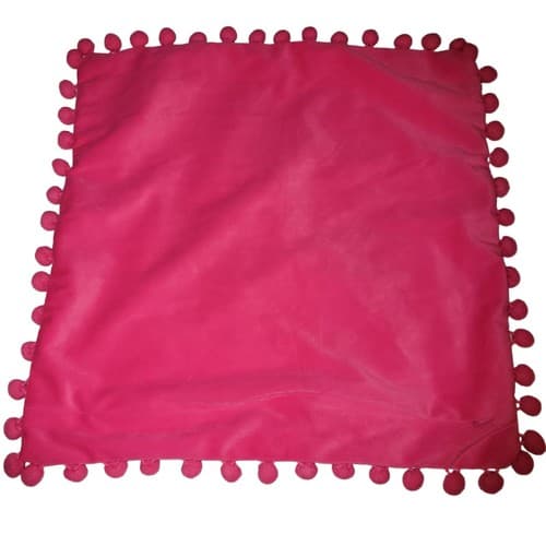 Topfinel Pink Pom Pom Velvet Pillow Covers Set of 2 – 16"x16" Modern - Thumbnail 3