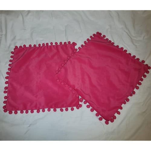 Topfinel Pink Pom Pom Velvet Pillow Covers Set of 2 – 16"x16" Modern - Thumbnail 6
