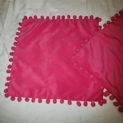 Topfinel Pink Pom Pom Velvet Pillow Covers Set of 2 – 16"x16" Modern - Thumbnail 9