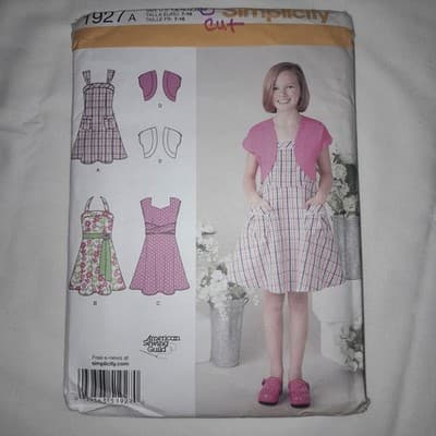 Simplicity 1927 Sewing Pattern Sundress Dress Bolero Jacket Girls 7-16 Cut Sz 16 - Image 1