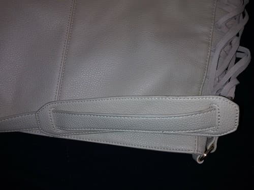 Expressions NYC Womens Handbag Ivory Fringe Large Faux Leather 14"x12" Boho Chic - Thumbnail 7