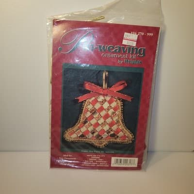 Wrights Pin-Weaving Ornament Kit Bell Design Vintage 1990s Christmas Craft NOS - Image 1
