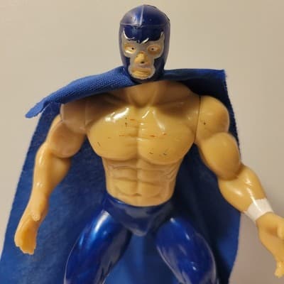 Blue Demon Mexican Wrestler Action Figure 7" Lucha Libre CMLL AAA Blue Mask Cape - Thumbnail 3