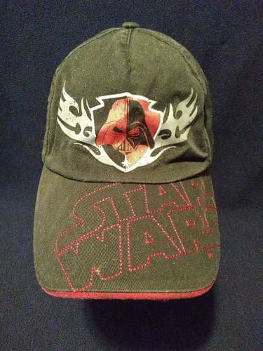 Unique Star Wars Darth Vader Hat Cap Distressed Black Red Stitching Brim Red - Image 1