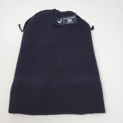 Black Horn Police Embroidered Watch Cap Black Beanie White Outline Lettering USA - Thumbnail 5