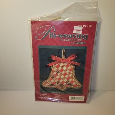 Wrights Pin-Weaving Ornament Kit Bell Design Vintage 1990s Christmas Craft NOS - Thumbnail 2