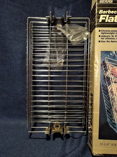 Barbecue Grill Vintage Sears Flat Basket Chrome Plated Steel 12 3/4" x7"x 1 3/4" - Thumbnail 2