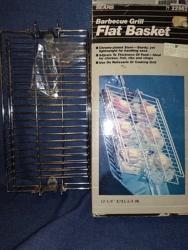 Barbecue Grill Vintage Sears Flat Basket Chrome Plated Steel 12 3/4" x7"x 1 3/4" - Image 1