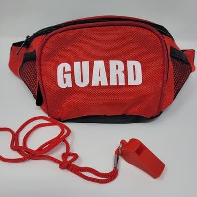 GUARD Waist Fanny Pack Red Adjustable 30"-41" Belt Bag with Whistle - Image 1
