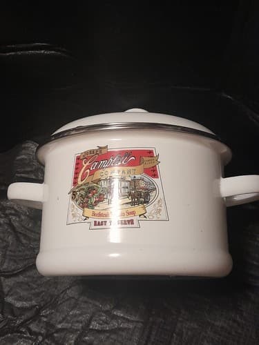 Campbell's Beefsteak Tomato Soup Pot & Lid Porcelain Enamel on Steel Gibson 1991 - Thumbnail 2