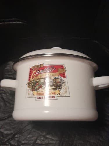 Campbell's Beefsteak Tomato Soup Pot & Lid Porcelain Enamel on Steel Gibson 1991 - Image 1