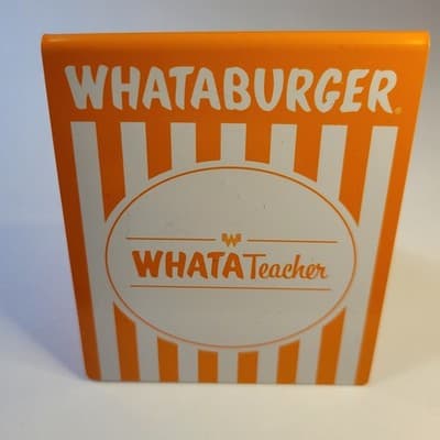 Whataburger WhatATeacher Appreciation Table Tent Sign Orange Promo Display Texas - Thumbnail 2