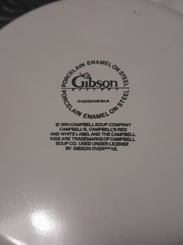 Campbell's Beefsteak Tomato Soup Pot & Lid Porcelain Enamel on Steel Gibson 1991 - Thumbnail 4