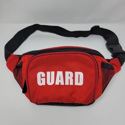 GUARD Waist Fanny Pack Red Adjustable 30"-41" Belt Bag with Whistle - Thumbnail 2