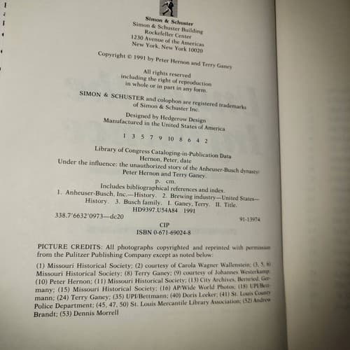 Under the Influence: Anheuser-Busch Dynasty Story Hernon & Ganey 1991 HC 1sr Ed - Thumbnail 6