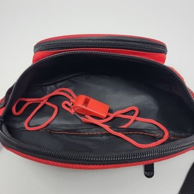 GUARD Waist Fanny Pack Red Adjustable 30"-41" Belt Bag with Whistle - Thumbnail 8